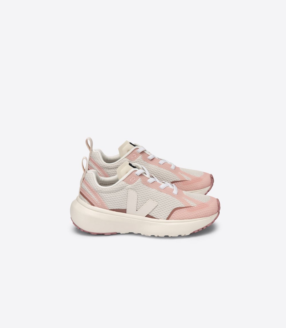 Veja Trainers Kids Beige/Pink - Canary Elastic Lace - UMCF-12053